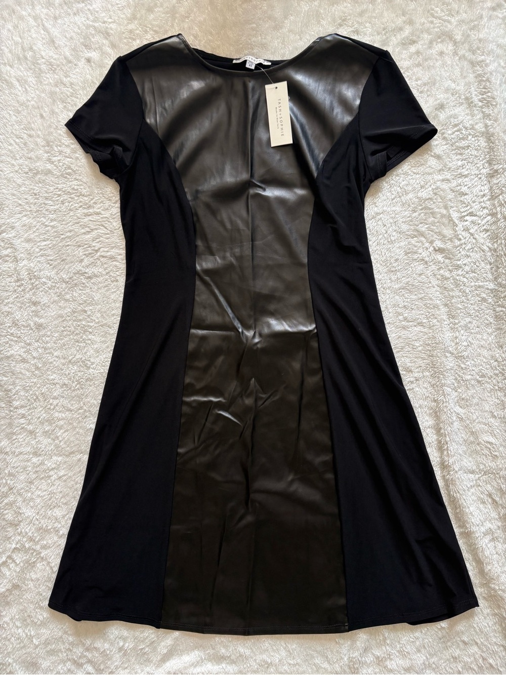 Tash and Sophie Faux Leather Panel Black Women's Dress